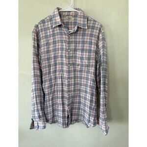 Faherty Ventura Button Up Shirt Men's Small Linen Plaid Light Weight Breathable